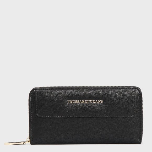 Trussardi Jeans Womens Zip Around Black Wallet - Picture 2 of 3